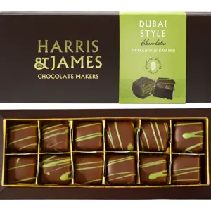 Harris & James Dubai Style Pistachio Kanfeh 12 Piece Chocolate Box 180g